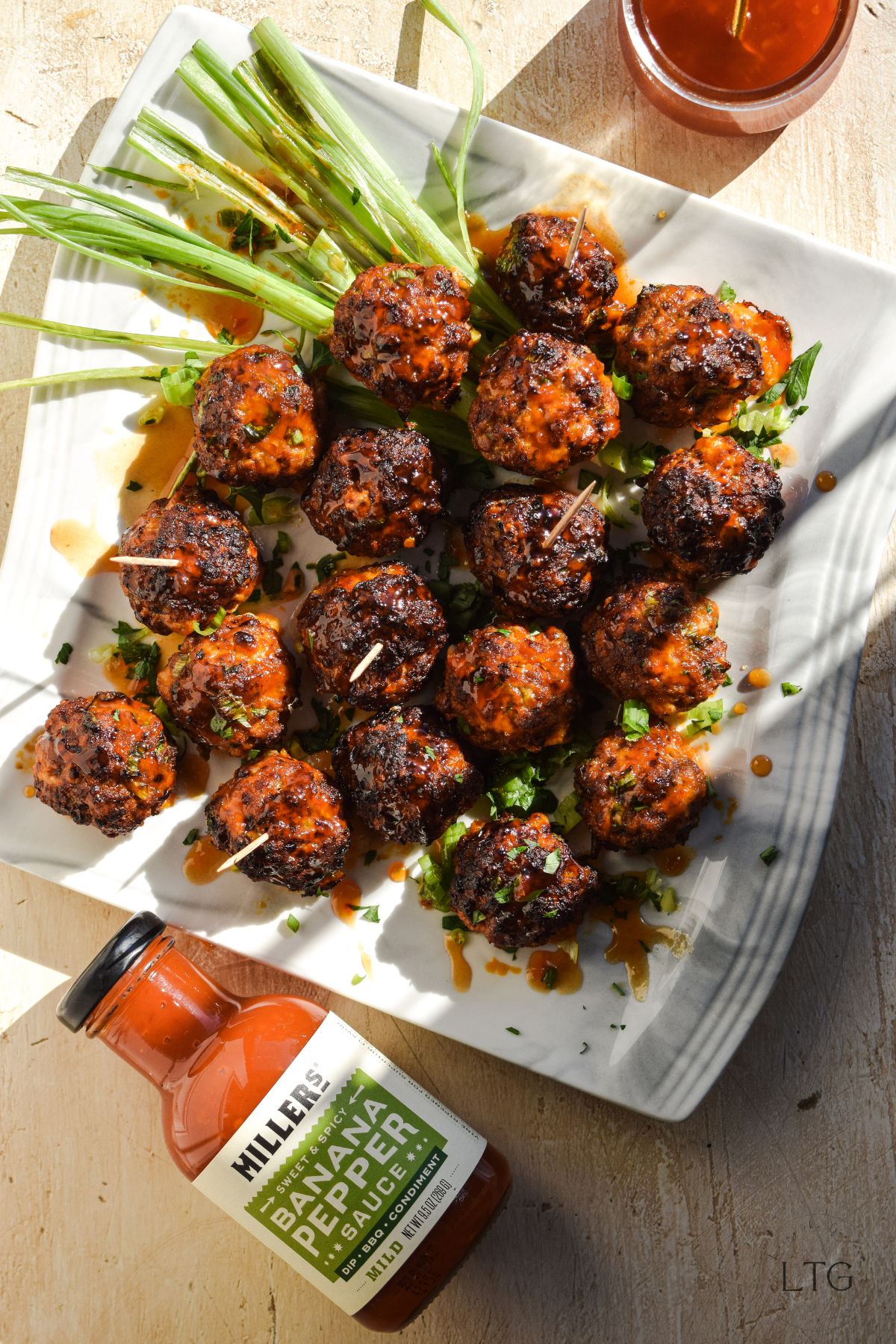 Chorizo Meatballs with Hot Honey Sauce
