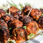 Chorizo Meatballs with Hot Honey Sauce