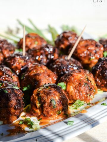 Chorizo Meatballs with Hot Honey Sauce