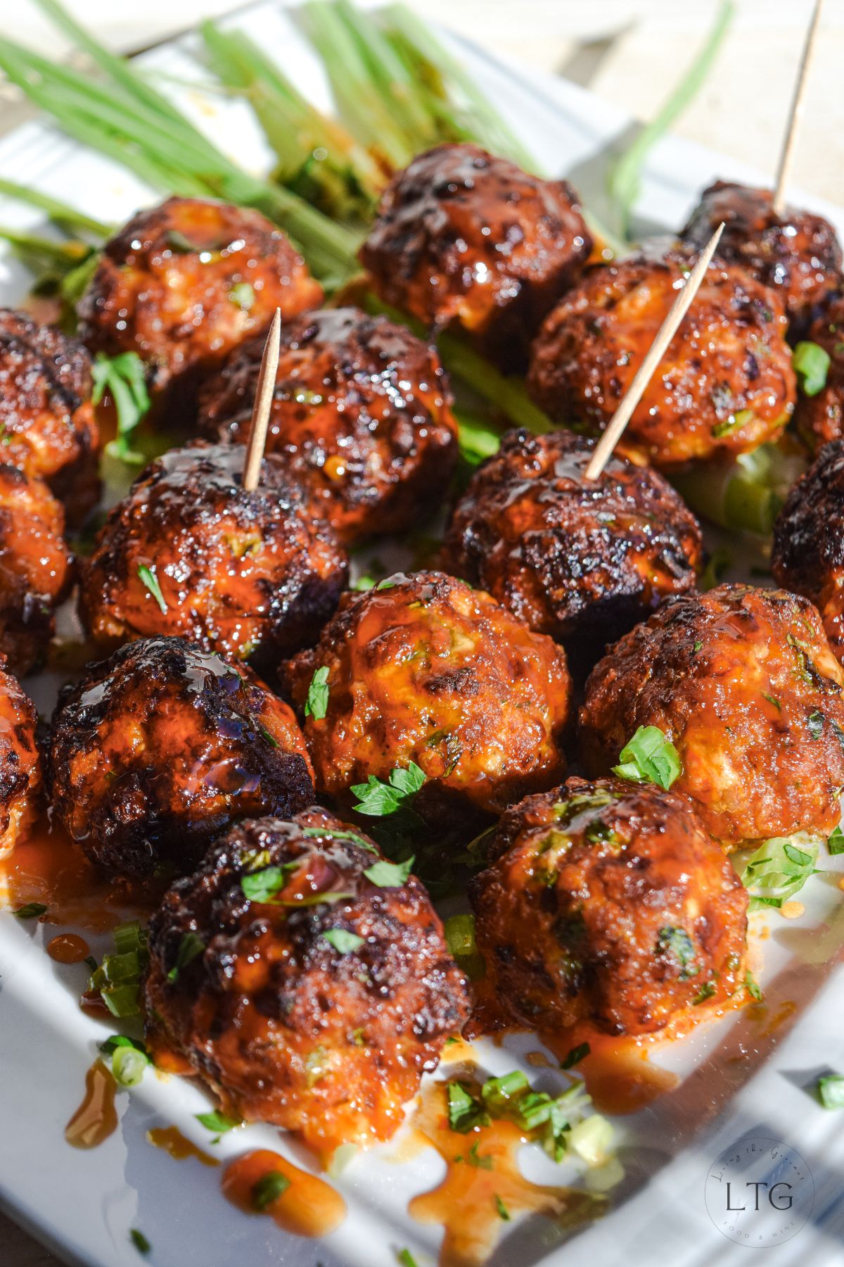 Chorizo Meatballs with Hot Honey Sauce