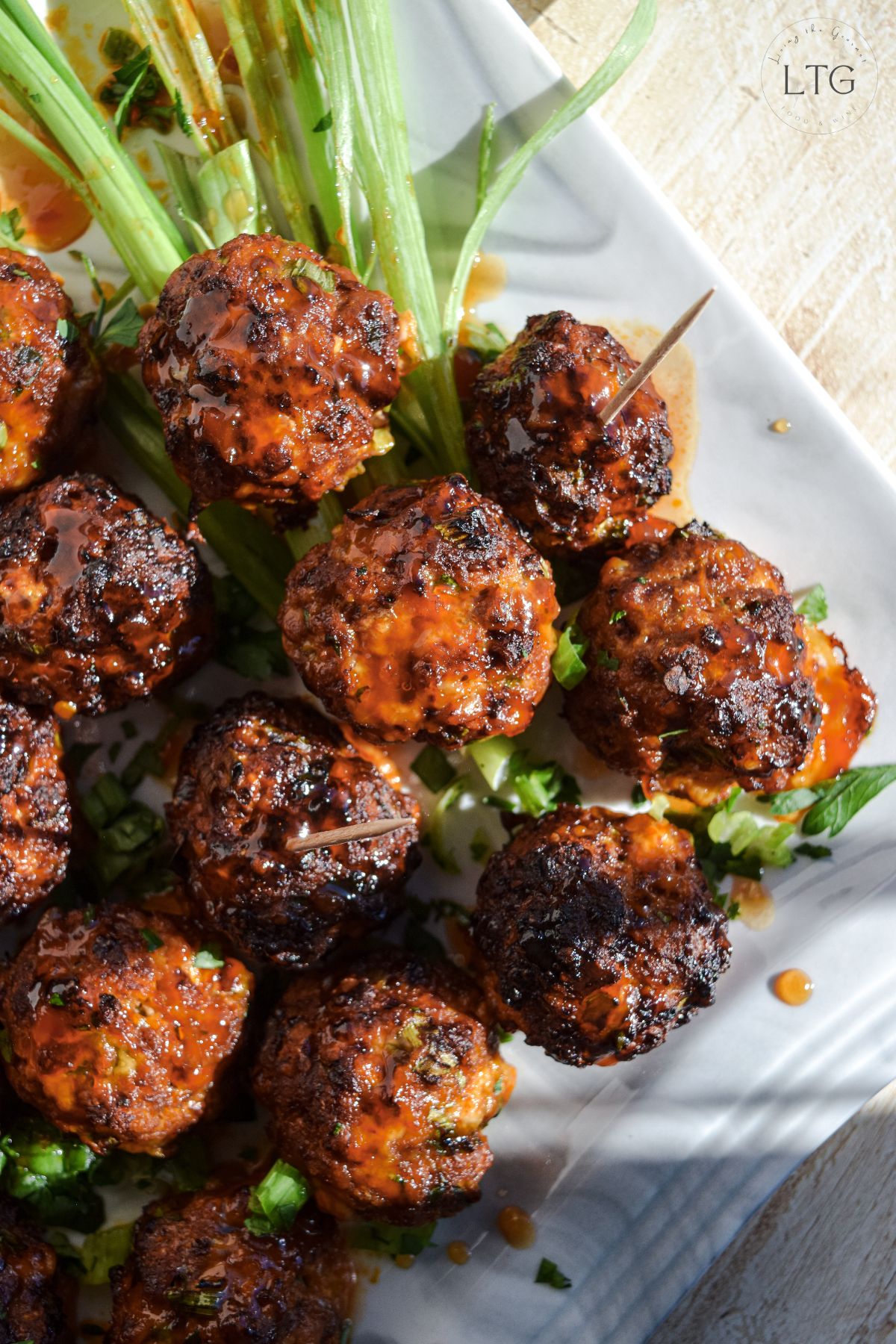 Chorizo Meatballs with Hot Honey Sauce