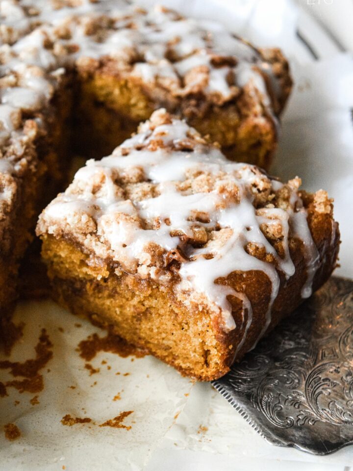 Brown Butter Pumpkin Coffee Cake with Cinnamon Swirl