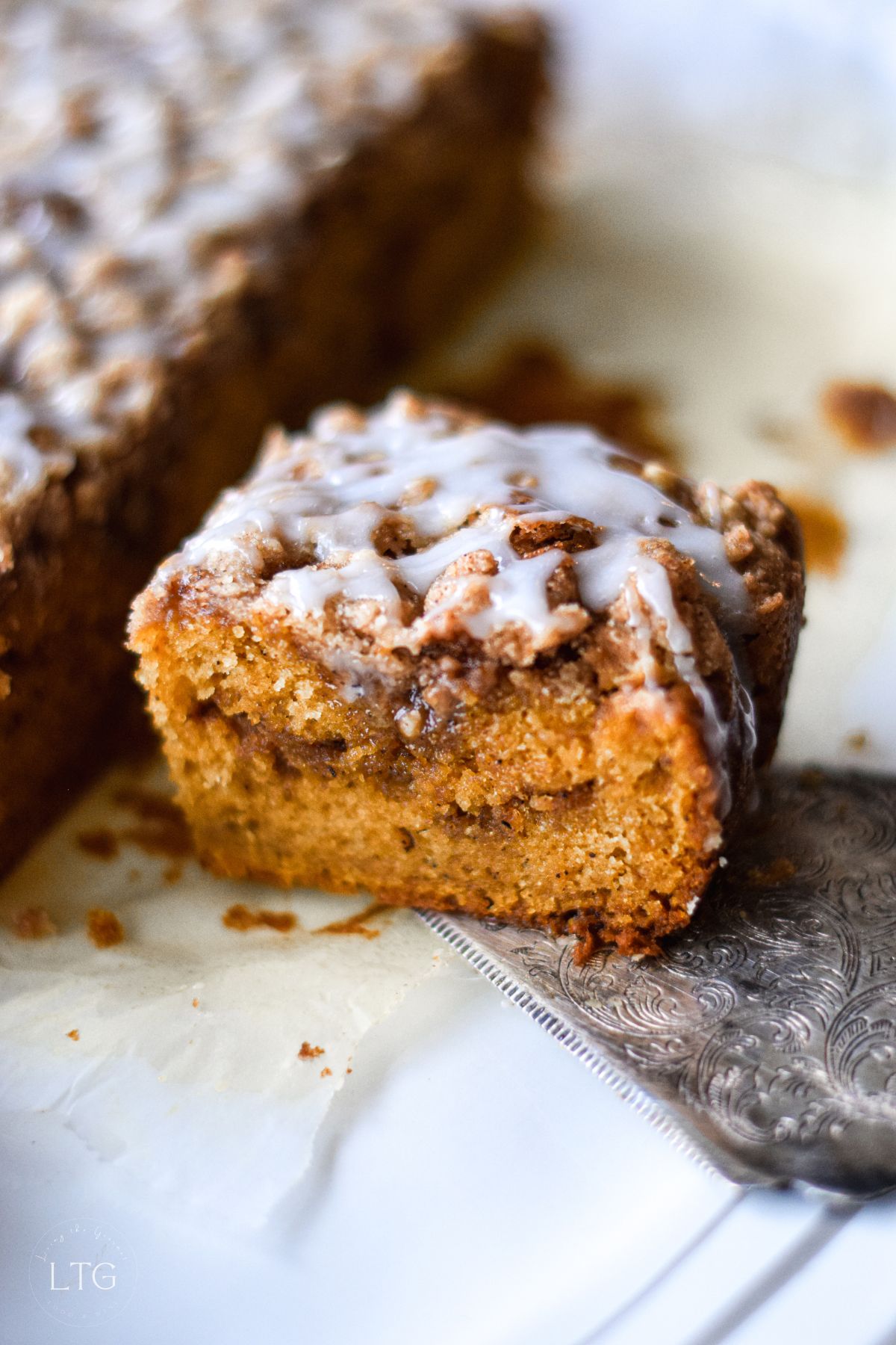 Brown Butter Pumpkin Coffee Cake with Cinnamon Swirl
