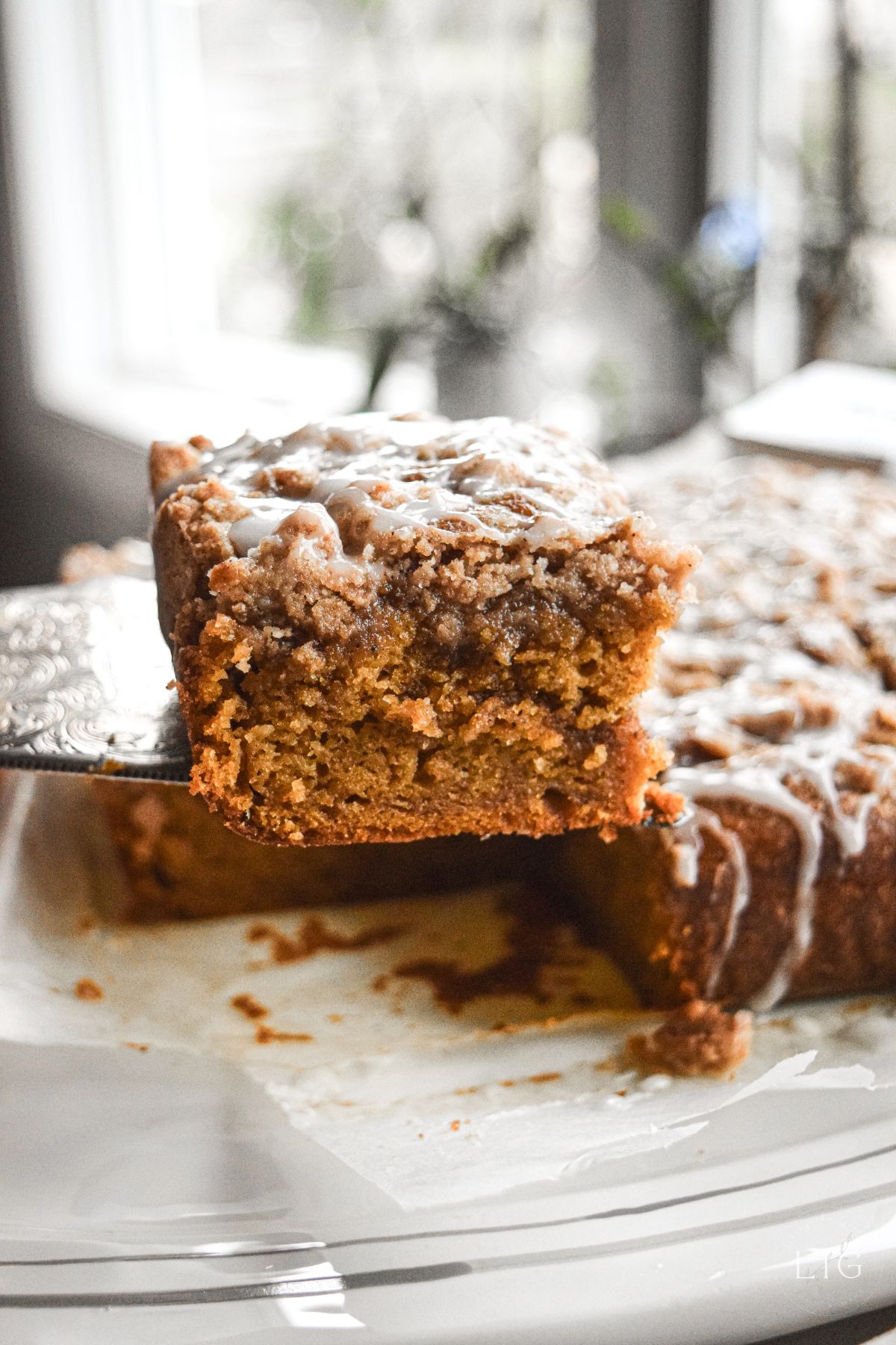 Brown Butter Pumpkin Coffee Cake with Cinnamon Swirl