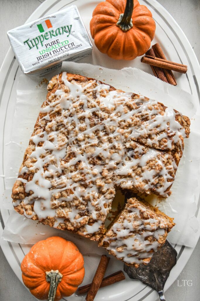 Brown Butter Pumpkin Coffee Cake with Cinnamon Swirl