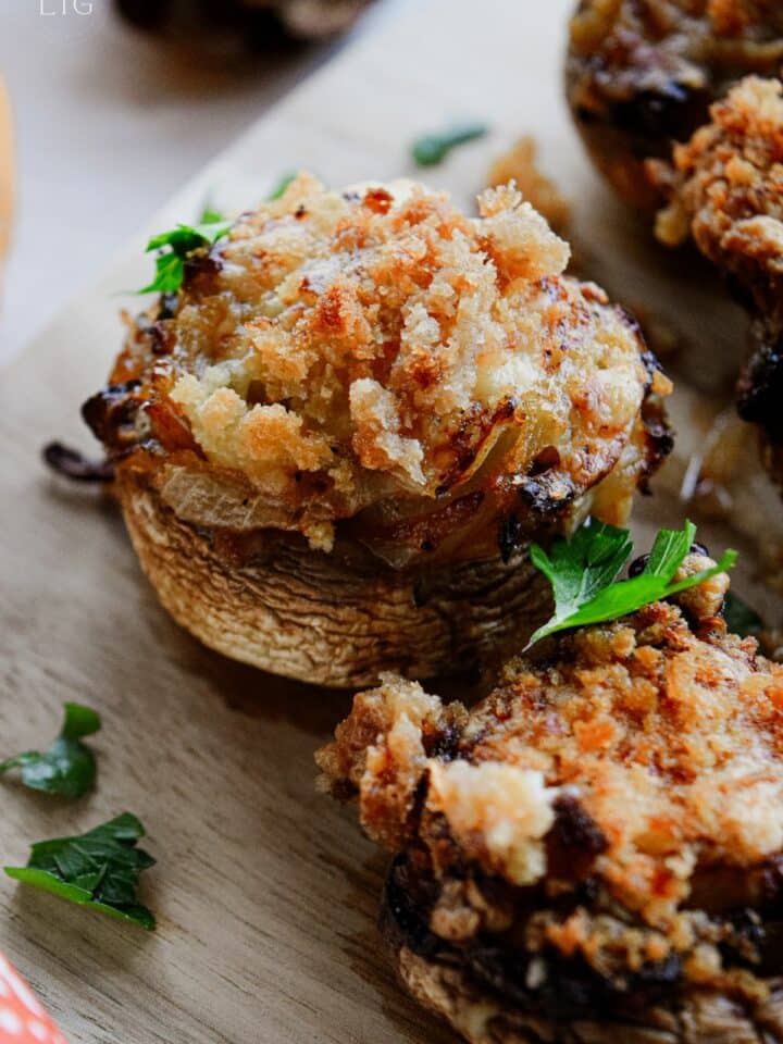 Spicy Grilled Onion Stuffed Mushrooms