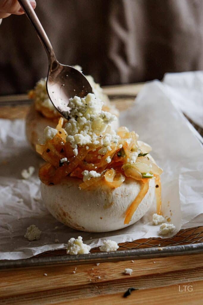 Spicy Grilled Onion Stuffed Mushrooms