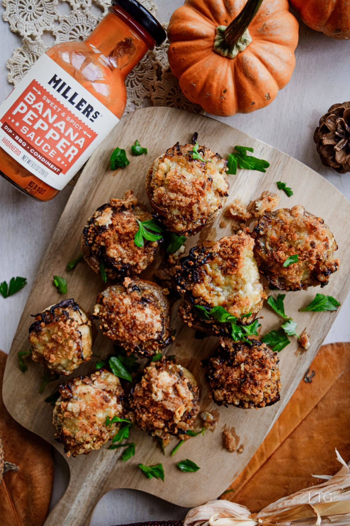 Spicy Grilled Onion Stuffed Mushrooms