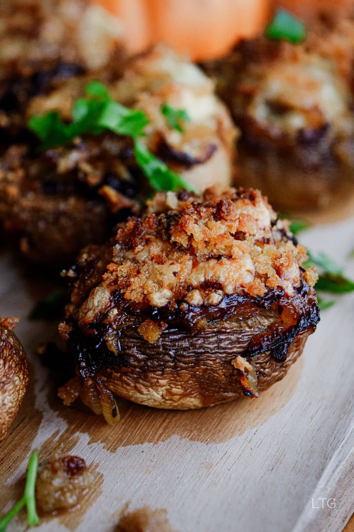 Spicy Grilled Onion Stuffed Mushrooms
