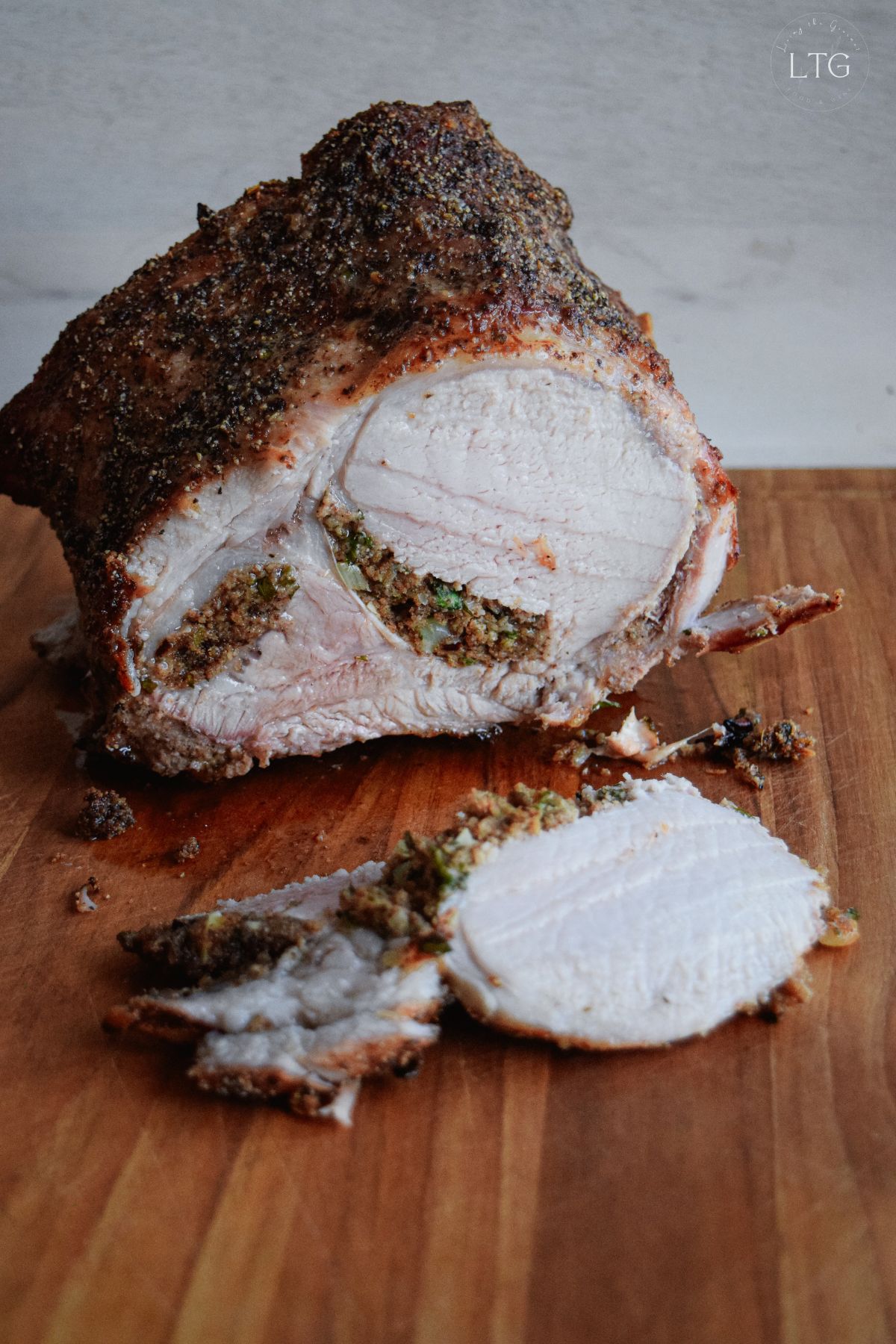 Garlic and Herb Stuffed Rib End Pork Roast