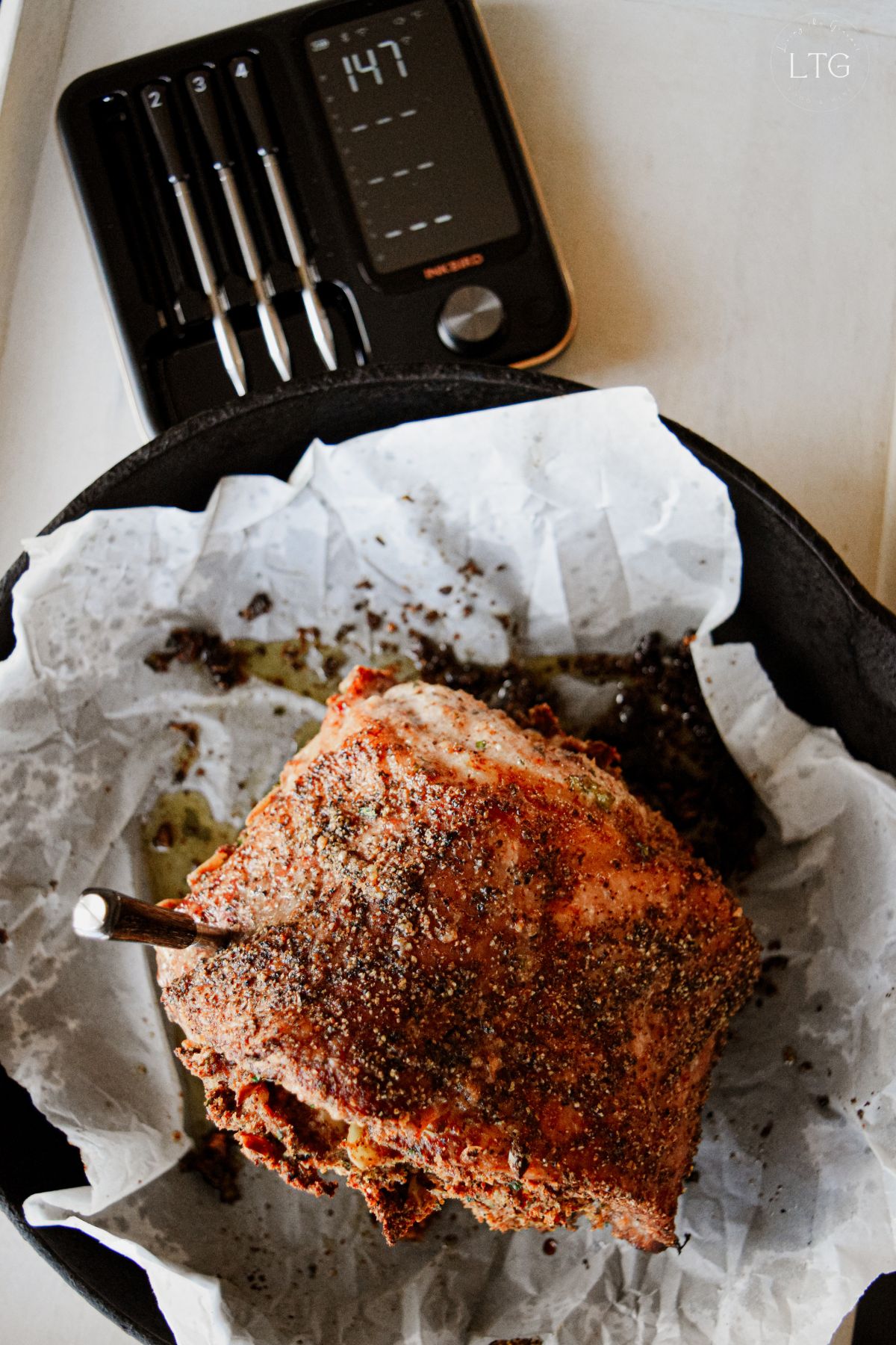 Garlic and Herb Stuffed Rib End Pork Roast