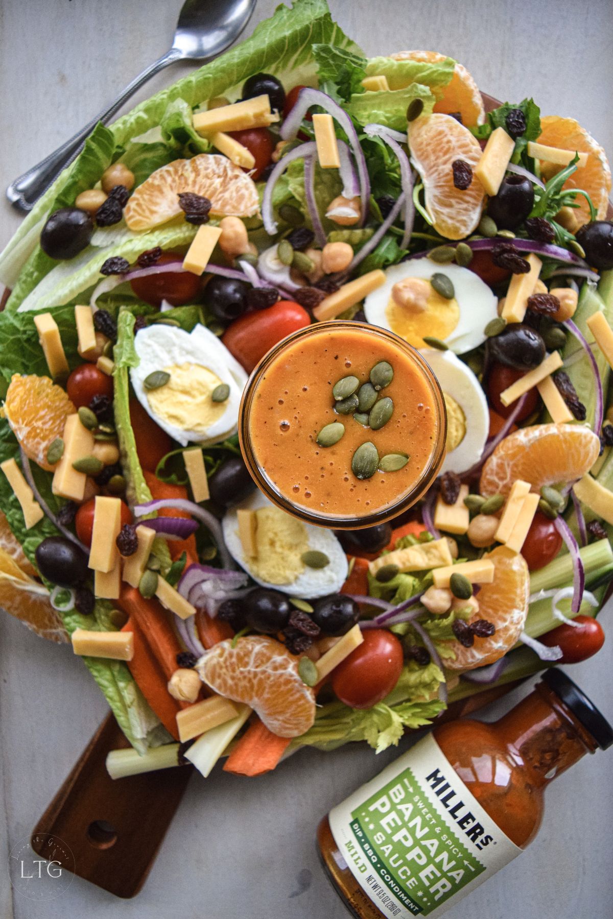 Salad Platter with Banana Pepper Dressing