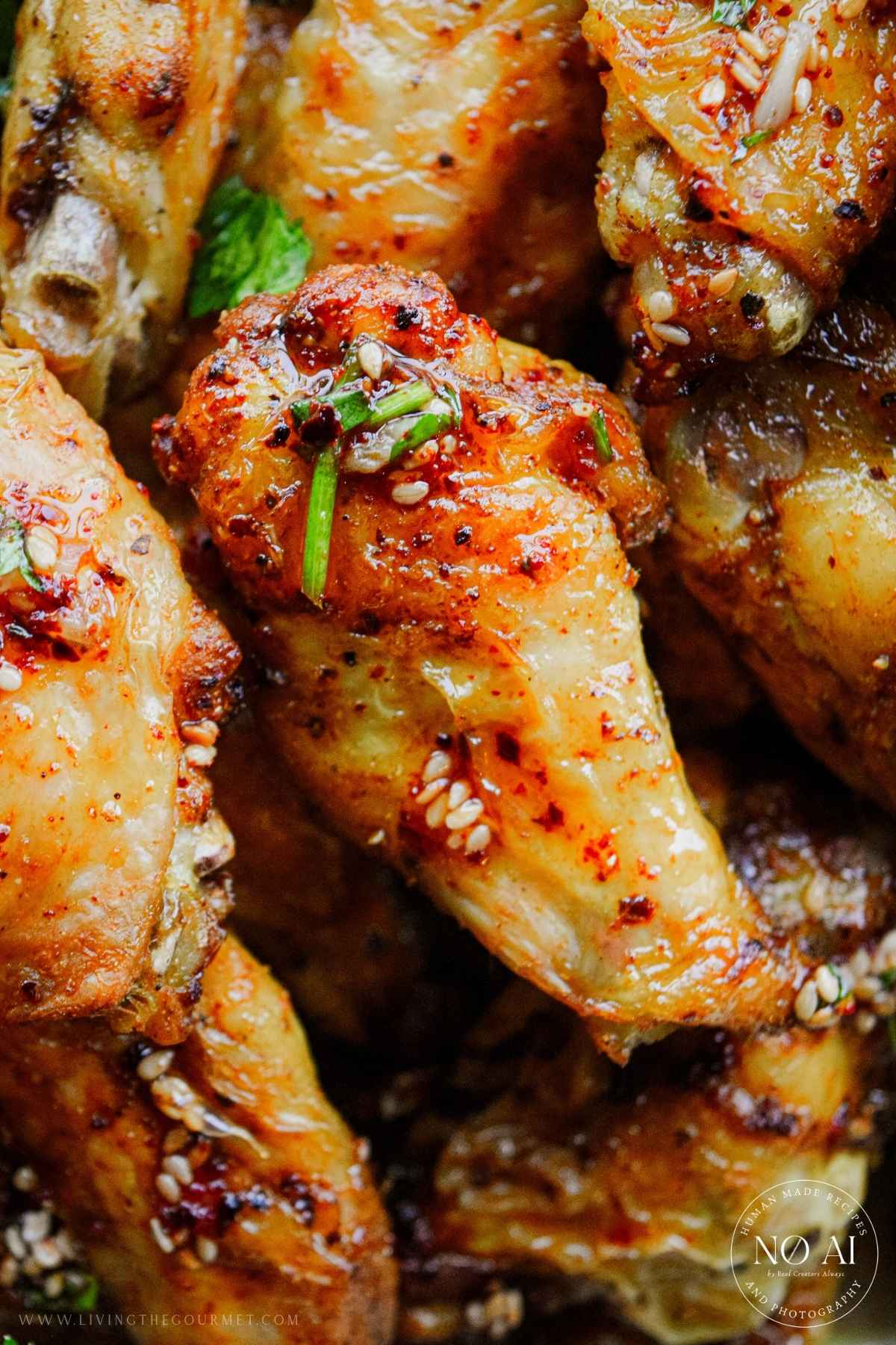 Gochugaru Chicken Wings with Honey Sesame Glaze