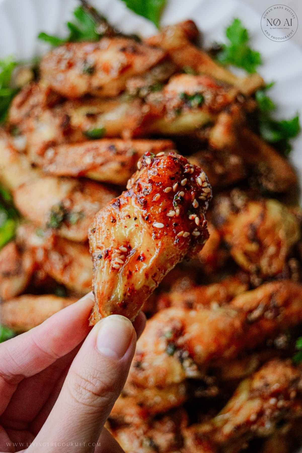 Gochugaru Chicken Wings with Honey Sesame Glaze