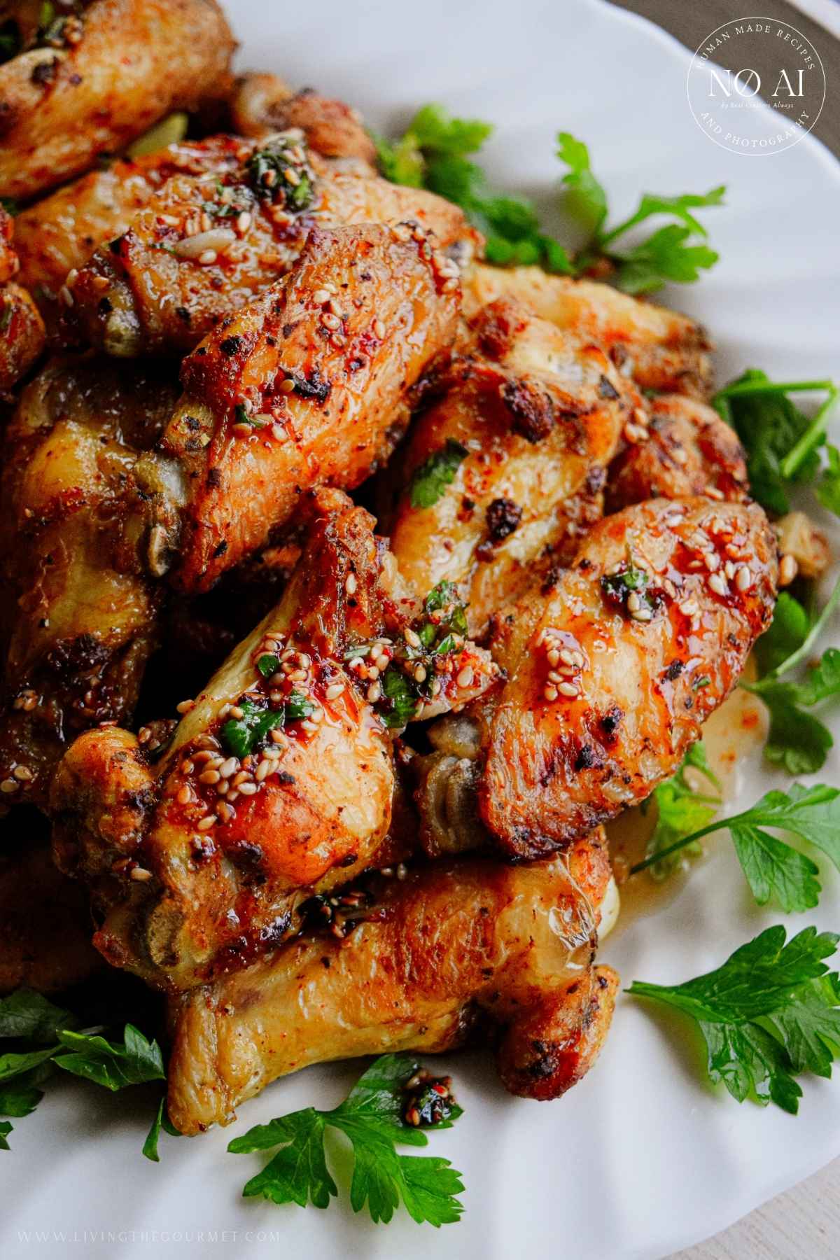 Gochugaru Chicken Wings with Honey Sesame Glaze