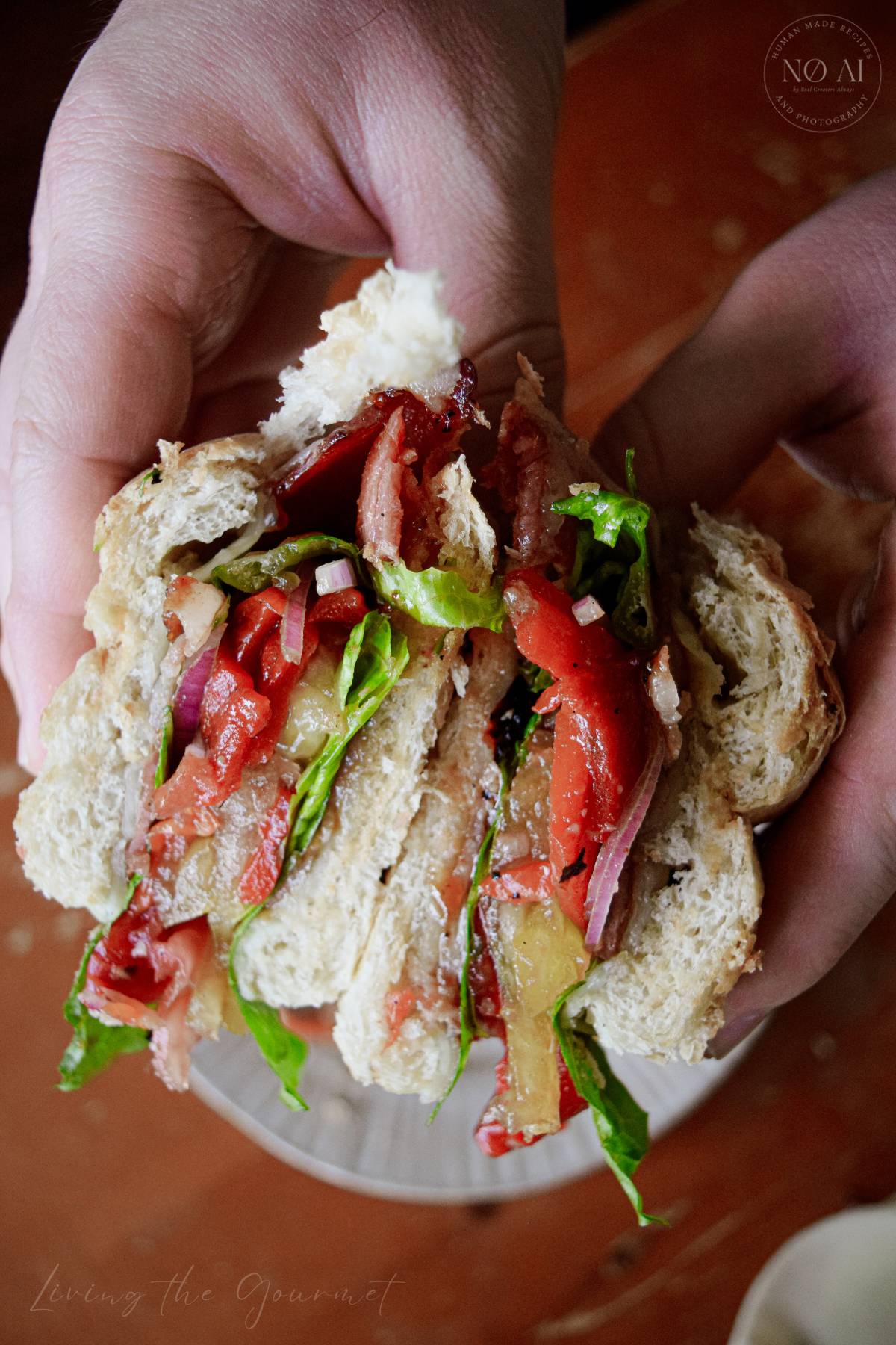 BBQ Bacon Sandwich with Roasted Peppers and Provolone