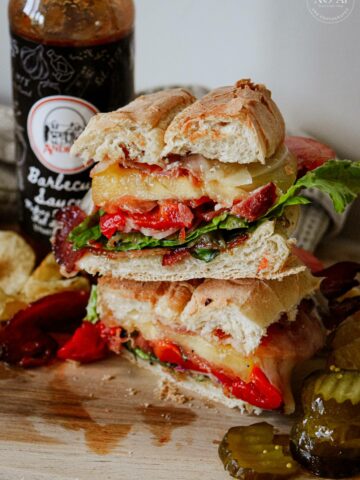 BBQ Bacon Sandwich with Roasted Peppers and Provolone