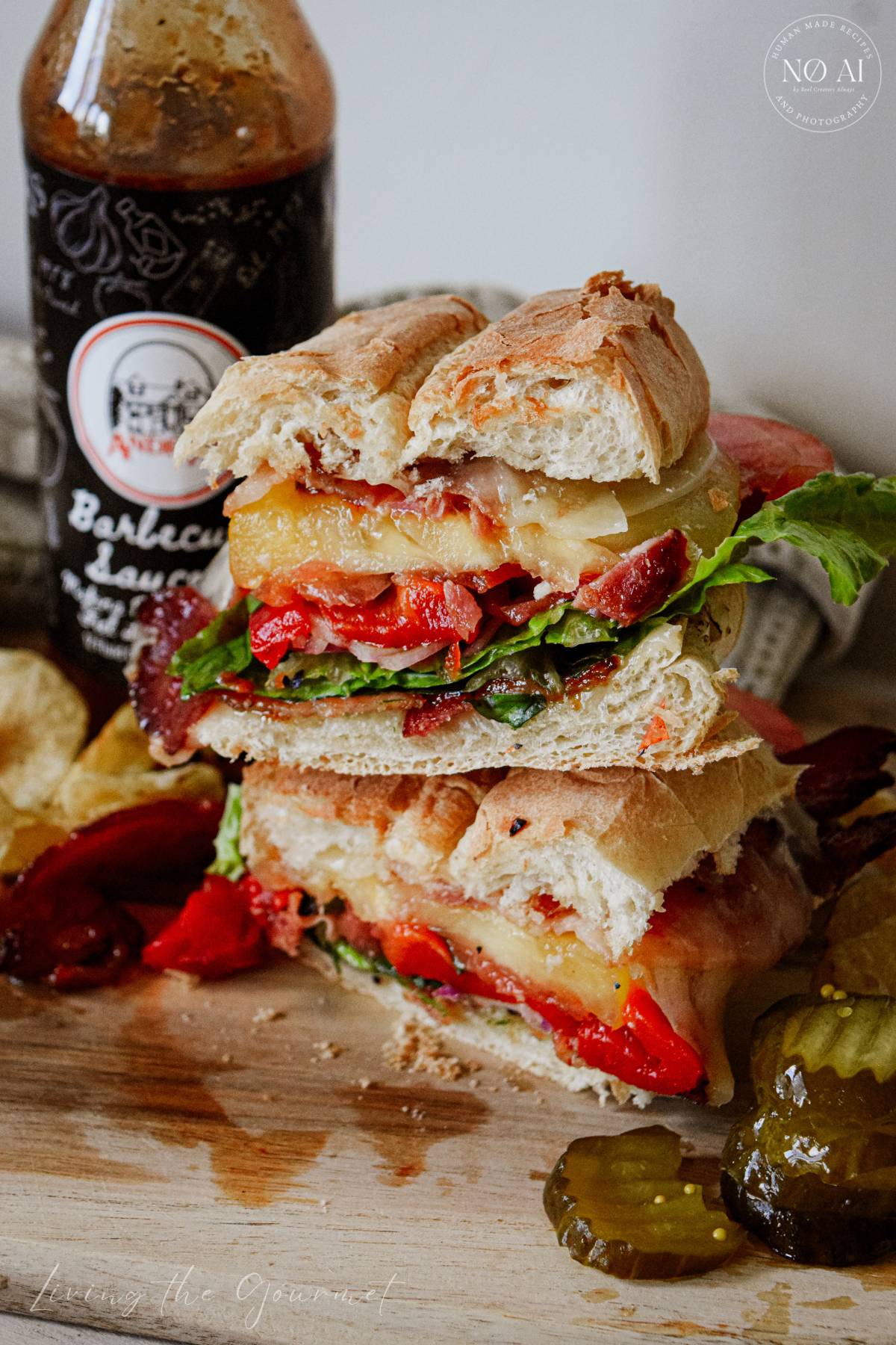 BBQ Bacon Sandwich with Roasted Peppers and Provolone