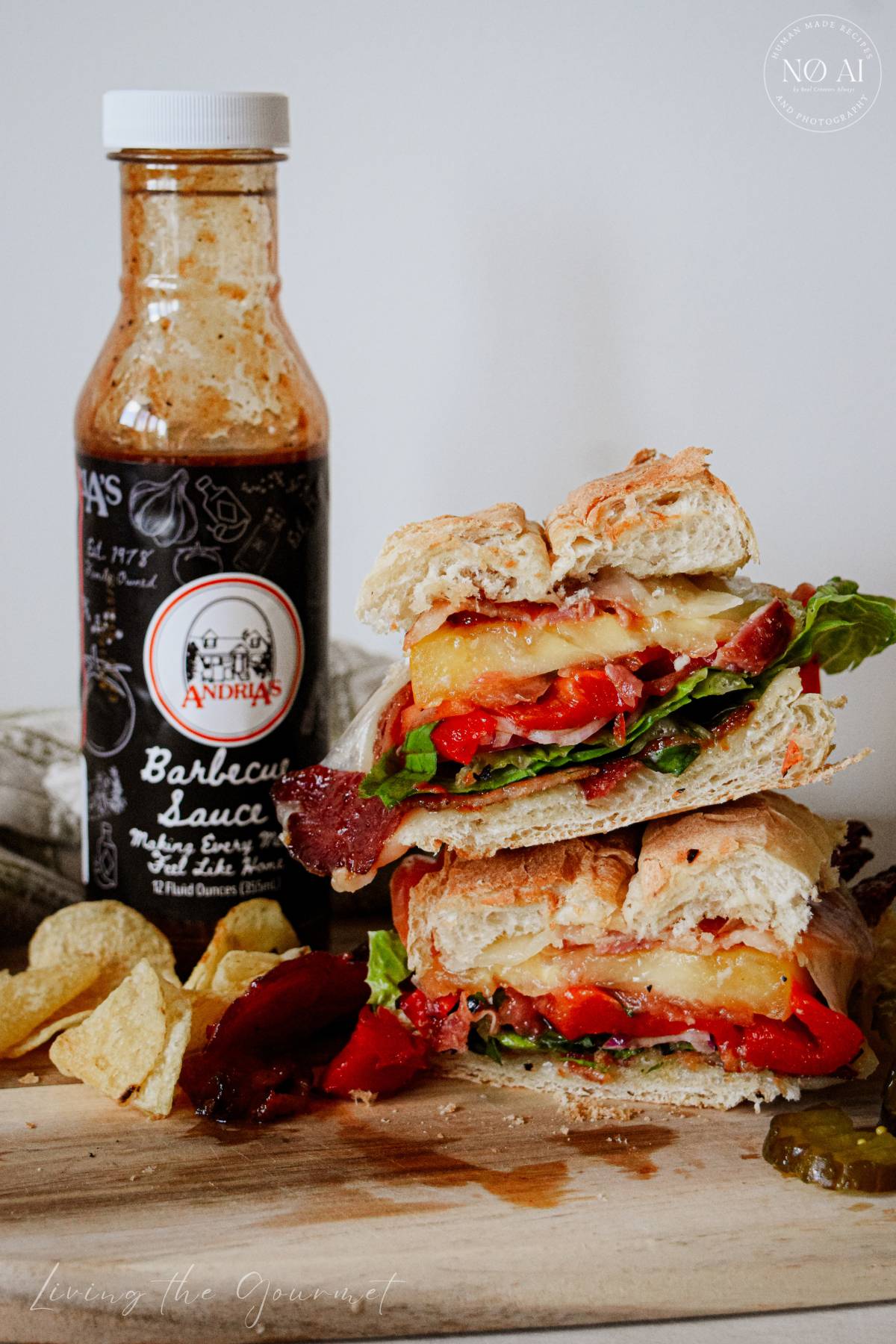 BBQ Bacon Sandwich with Roasted Peppers and Provolone