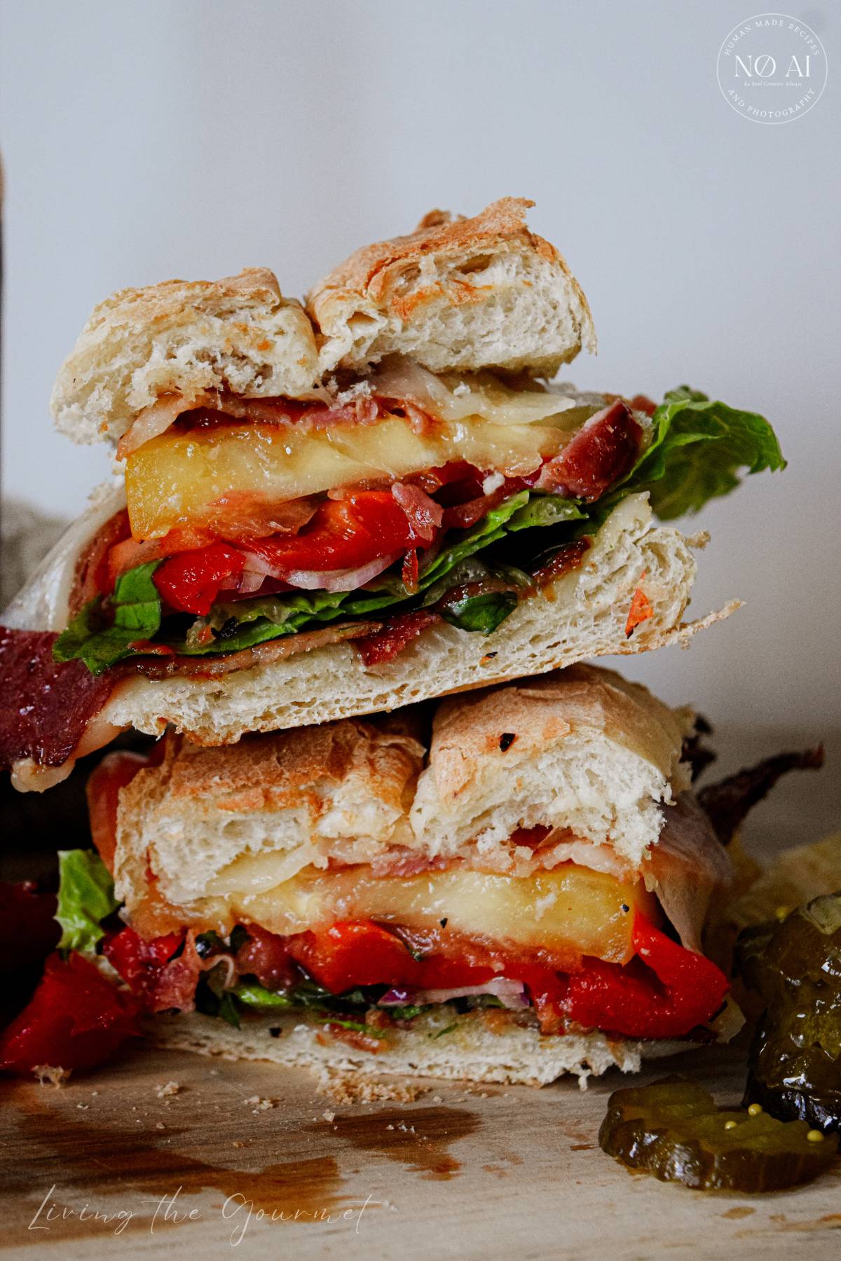BBQ Bacon Sandwich with Roasted Peppers and Provolone