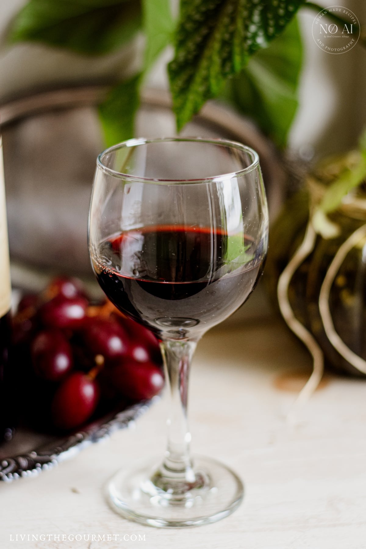 A glass of red wine