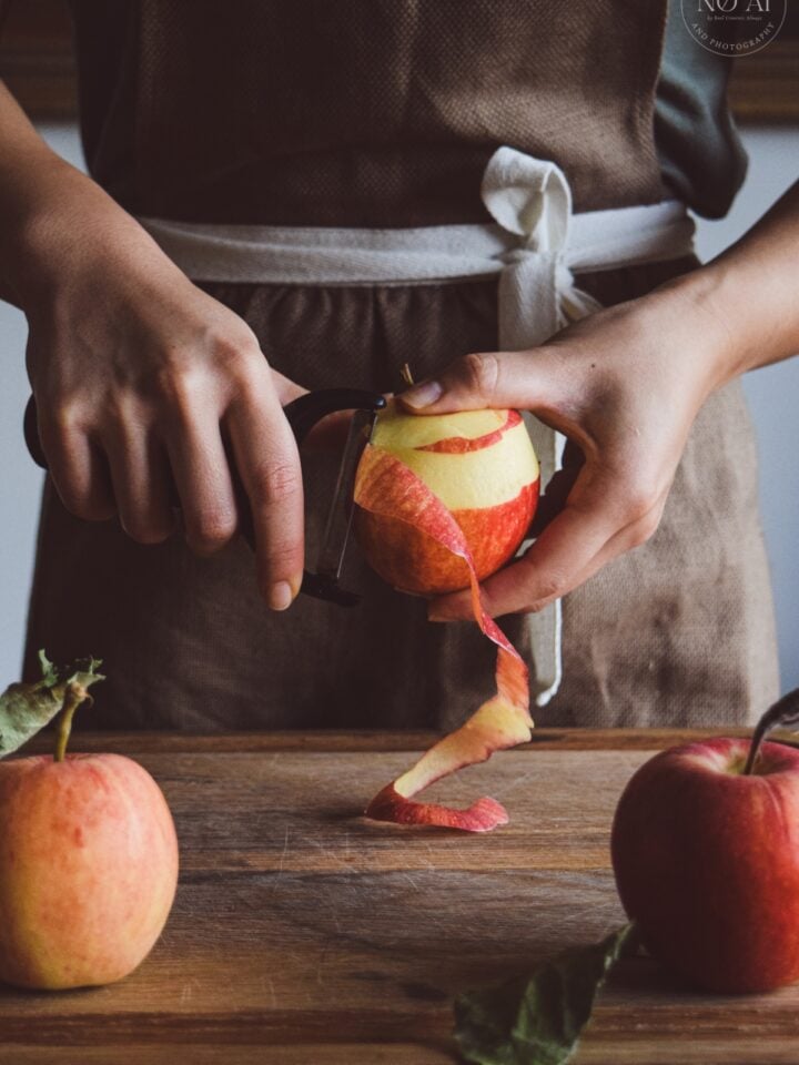 Peeling apples for apple pie
