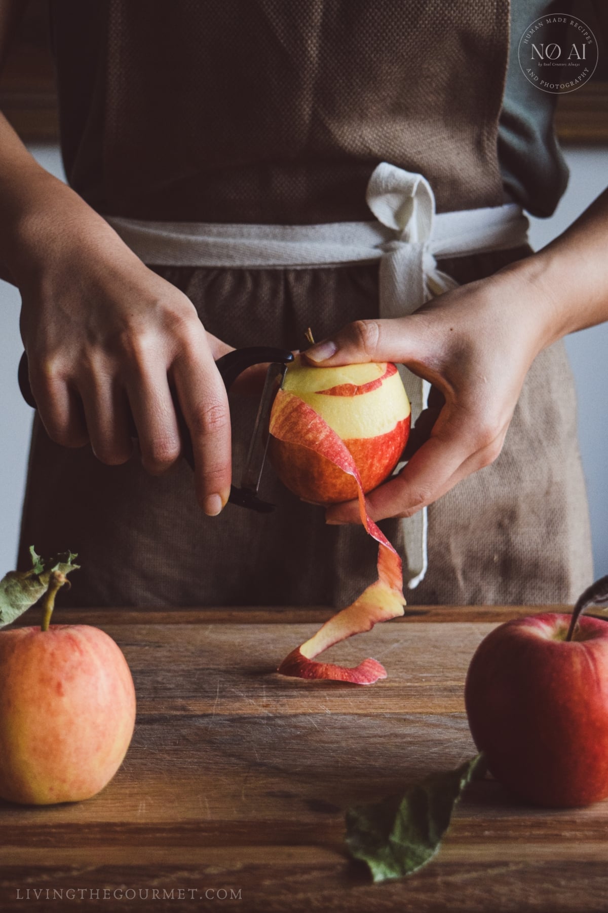 Peeling apples for apple pie