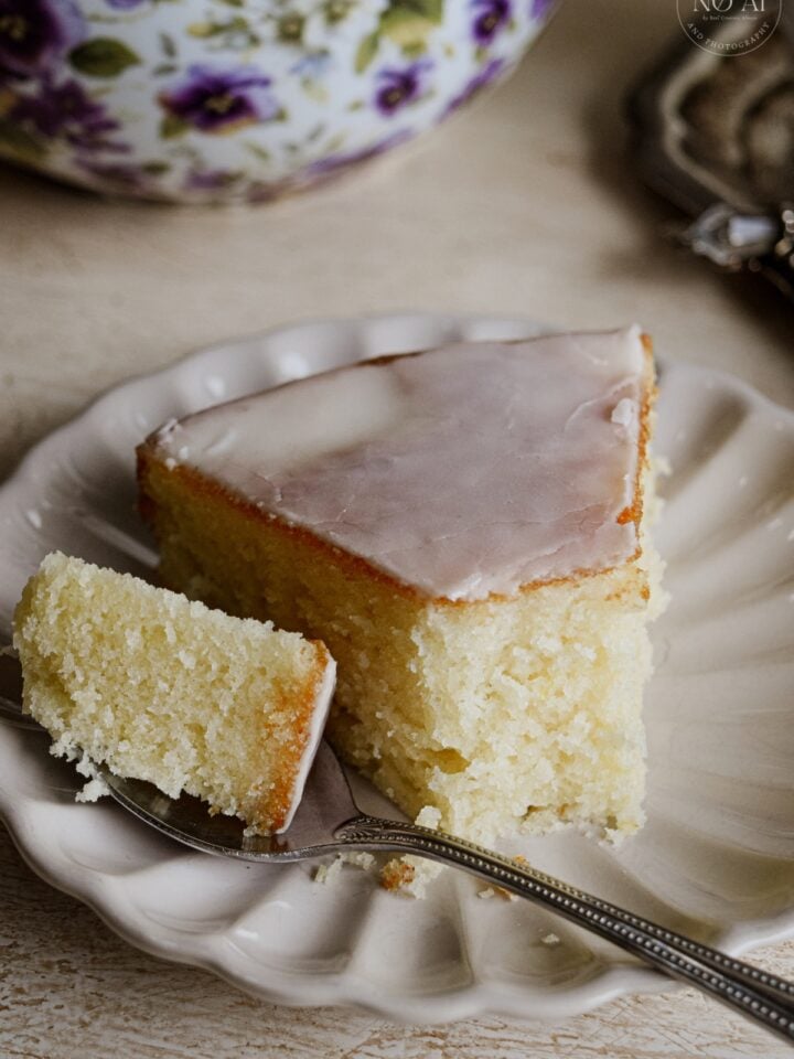 A slice of Lemon Snack Cake
