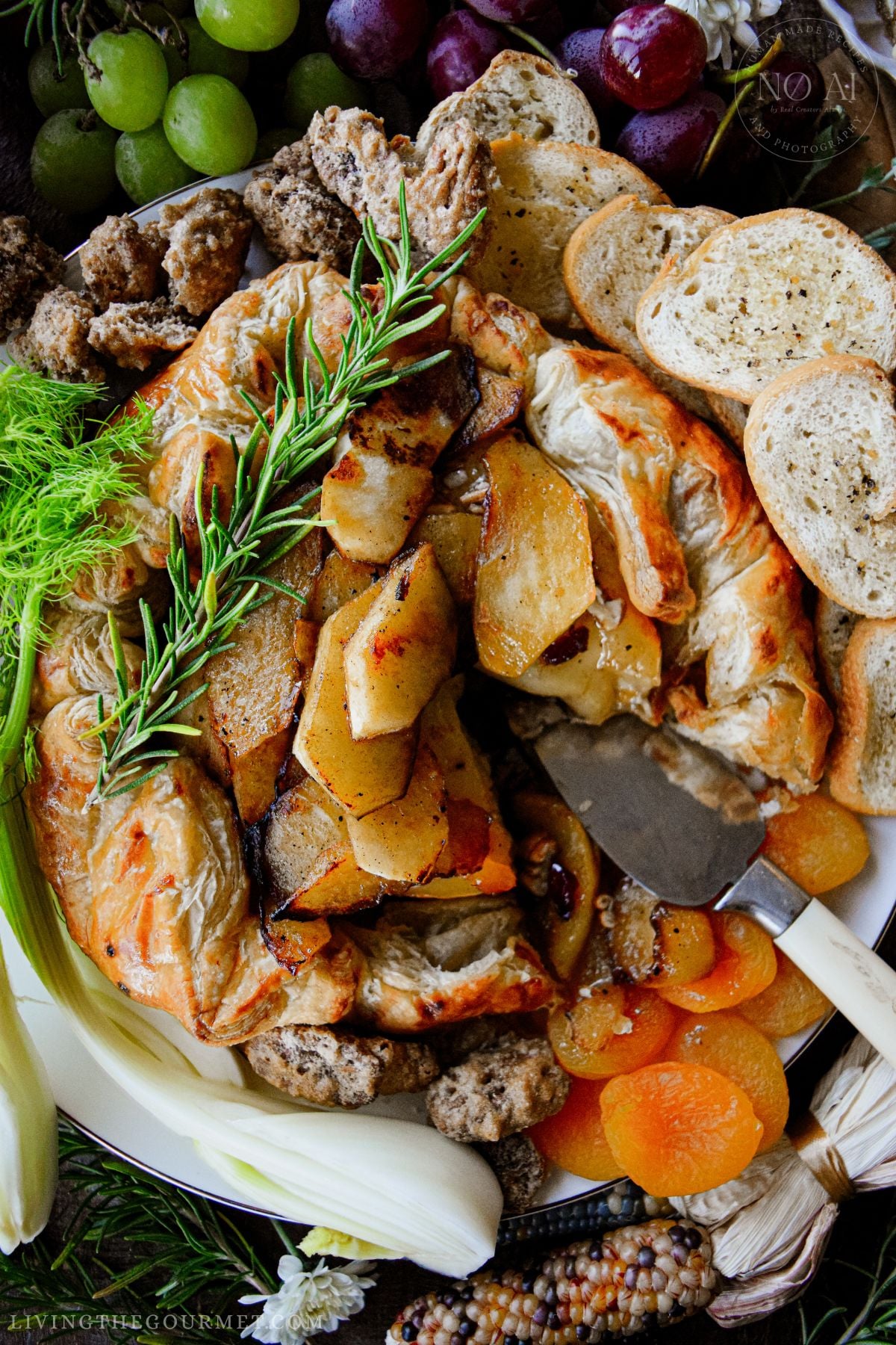 Baked Camembert Galette served with fresh rosemary as garnish