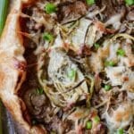 Artichoke hearts on Caramelized Onion and Mushroom Galette