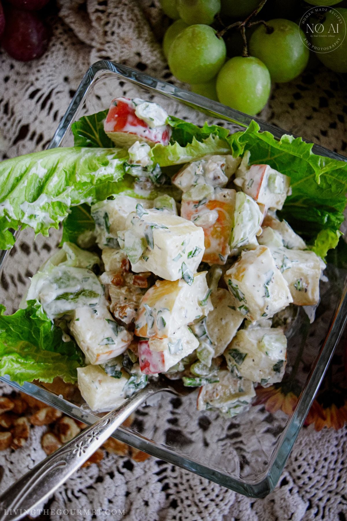 Honeycrisp Waldorf Salad with Creamy Dressing plated