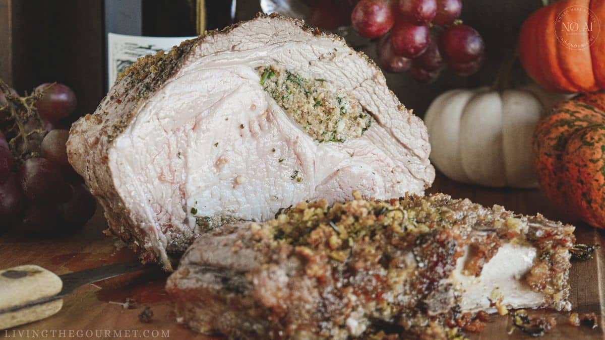 Garlic and Herb Stuffed Pork Roast sliced