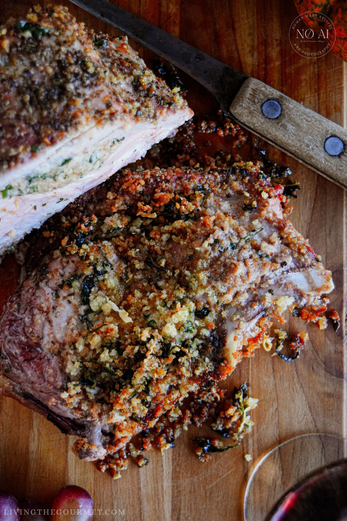 A juicy cast iron port roast filled with charred garlic, spinach, toasted panko, and Romano cheese.