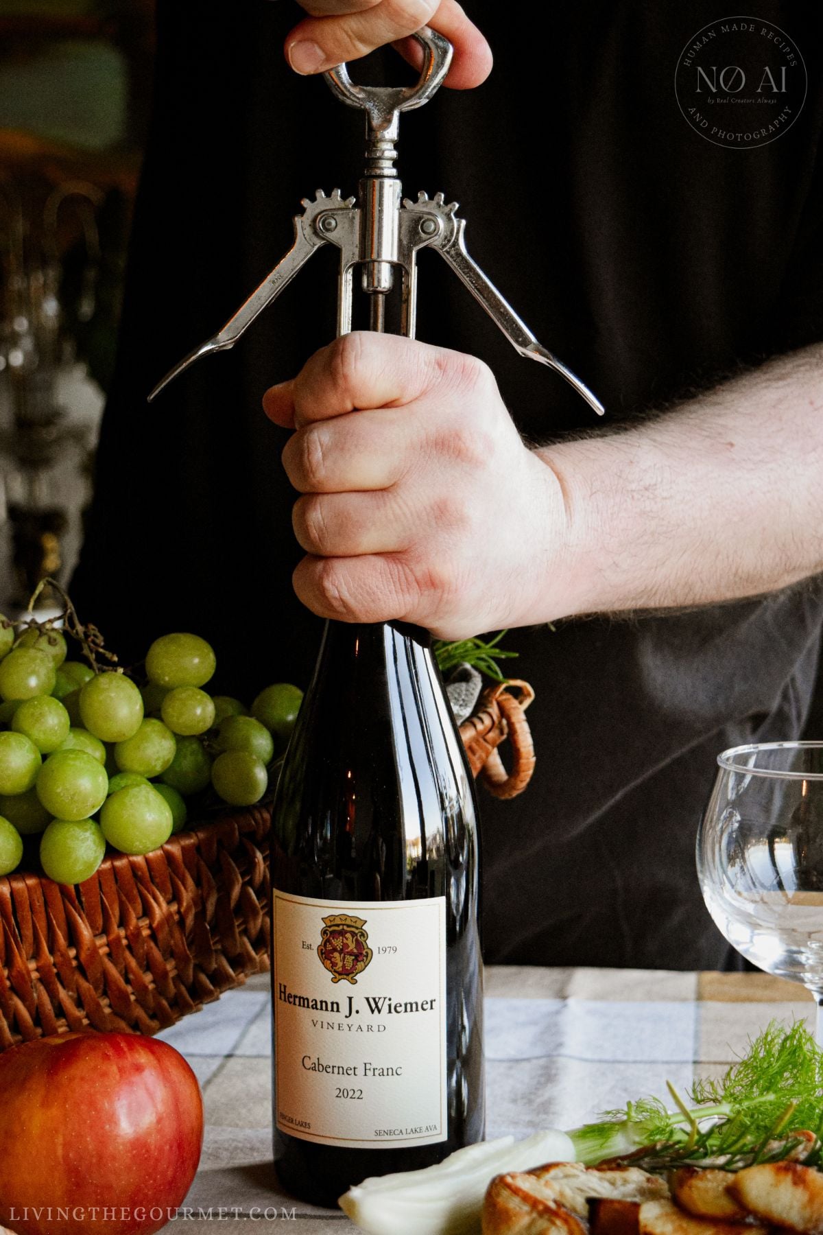 Presenting a bottle of Hermann J. Wiemer 2022 Cabernet Franc