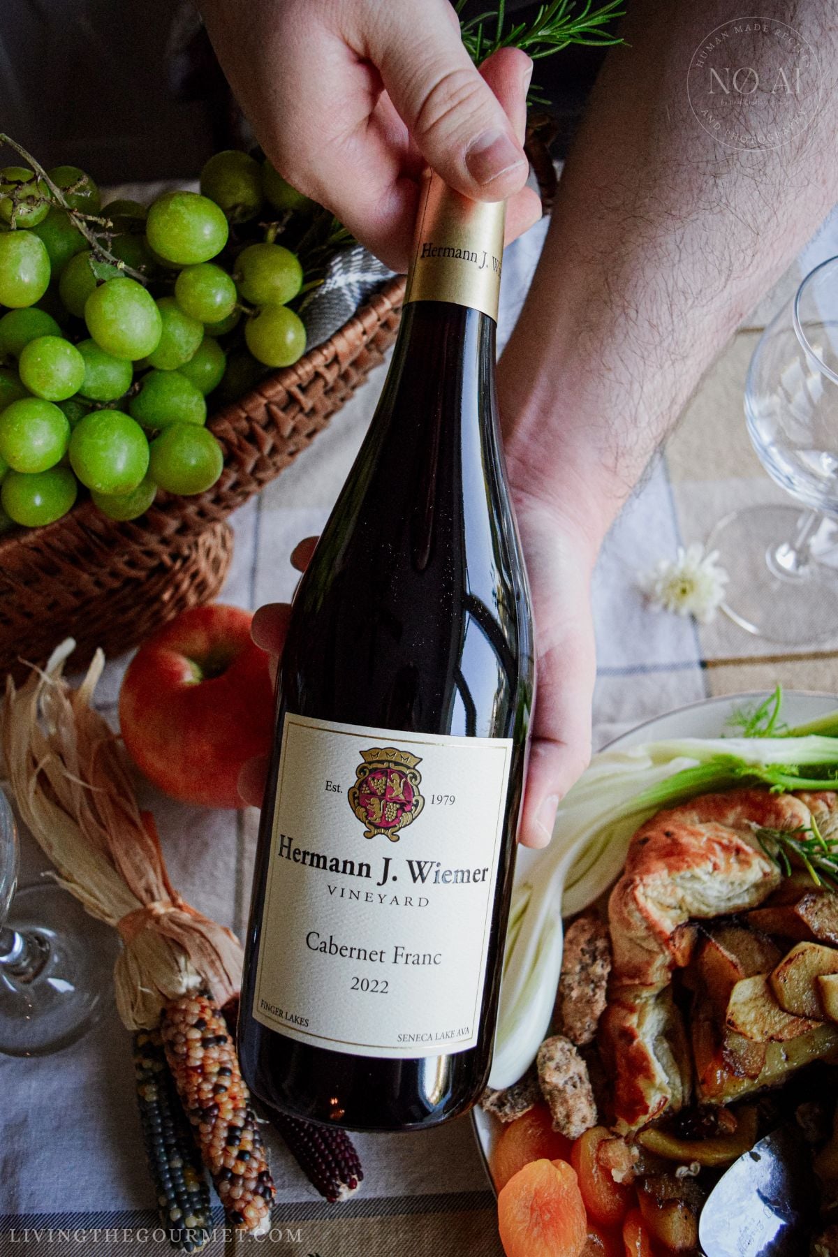 Presenting a bottle of Hermann J. Wiemer 2022 Cabernet Franc
